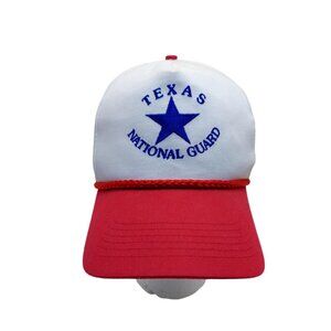 VNational Guard Of Texas Hat Cap double Snapback Red White Blue cord